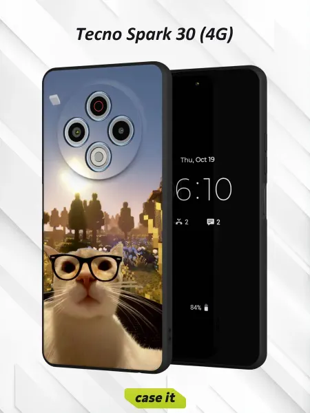 Case it Чехол на Tecno Spark 30 4Gс принтом Умный кот