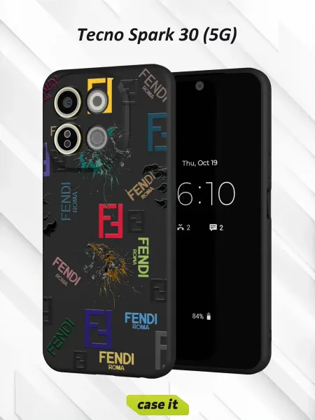Case it Чехол на Tecno Spark 30 5Gс принтом Fendi