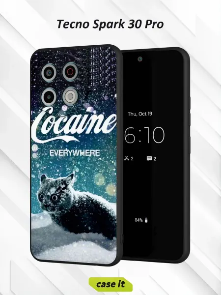Case it Чехол на Tecno Spark 30 Proс принтом Снежный кот