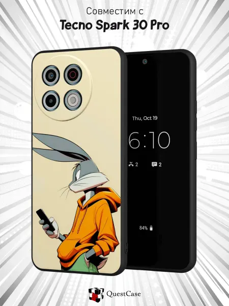 QuestCase Чехол на Tecno Spark 30 Pro с принтом Багз Банни