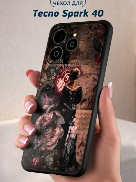 Infinity pick Чехол на Tecno Spark 40 с принтом Сердце готики