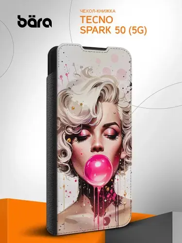 Чехол книжка на Tecno Spark 50 (5G) / Техно Спарк 50 (5Г) с картинкой Девушка с жевачкой