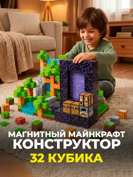 ALUTOYS Конструктор для мальчиков и девочек магнитный minecraft