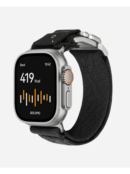 Aulumu Ремешок С03 для Apple Watch, черный с серой пряжкой