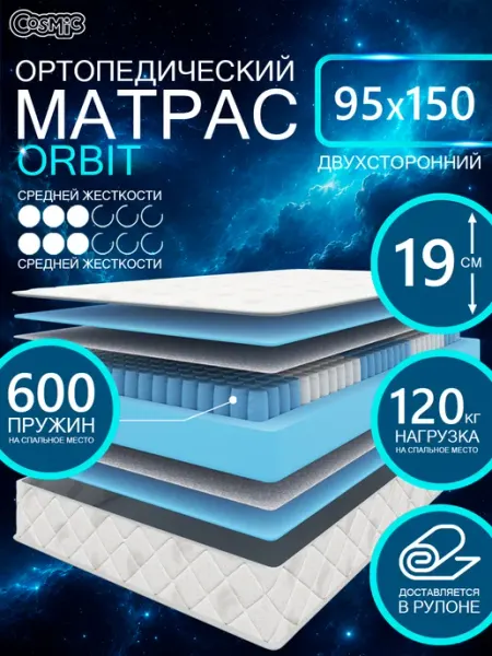 Cosmic Матрас 95х150 Орбит пружинный на кровать ортопедический