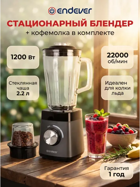 Endever Блендер для смузи и коктейлей стационарный мощный SIGMA-213