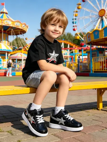 Bape Удобные детские кеды! Быстрая шнуровка на липучке