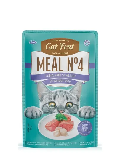 Влажный корм для кошек Cat Fest Meal №4 Тунец с гребешком в нежном желе, 50 г