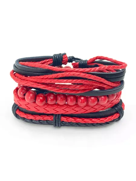 Носикулон Яркий набор красных браслетов "Red Full Classic", 4 шт