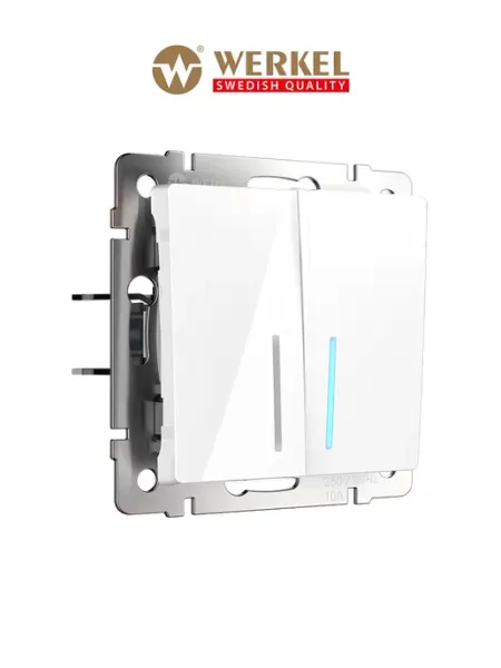 Werkel Выключатель двухклавишный с подсветкой W1120101 белый IP20