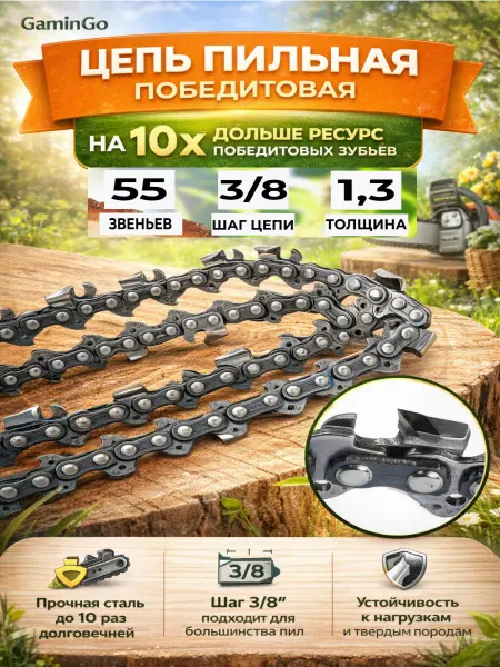 GaminGo Цепь пильная для бензопилы штиль с победитовыми напайками