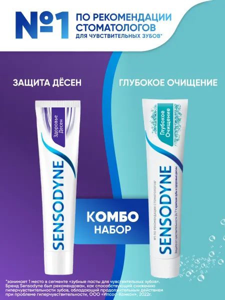 Sensodyne Зубная паста Глубокое очищение и Здоровье дёсен, 75 мл 2 шт
