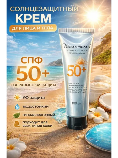 Солнцезащитный крем для лица и тела СПФ 50+