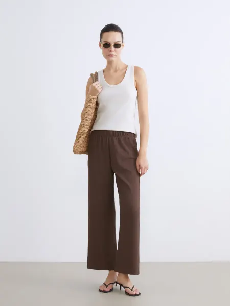 LC Waikiki Женские фактурные брюки с эластичным поясом