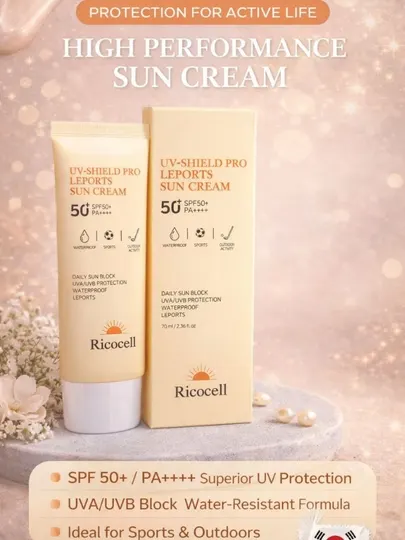 Спортивный солнцезащитный крем Ricocell UV-Shield Pro Leports Sun Cream, SPF 50+, PA++++