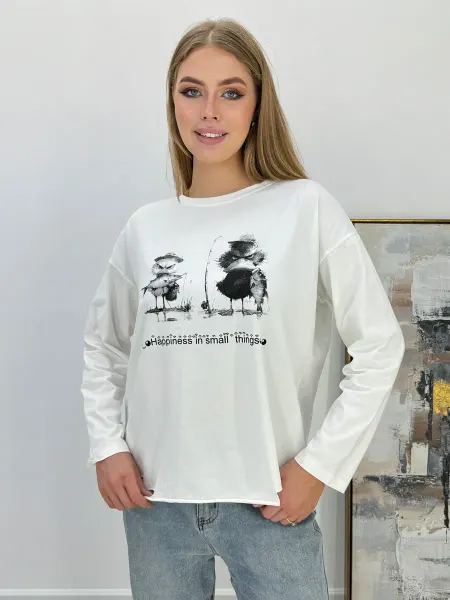 Daria shop Лонгслив хлопок с принтом