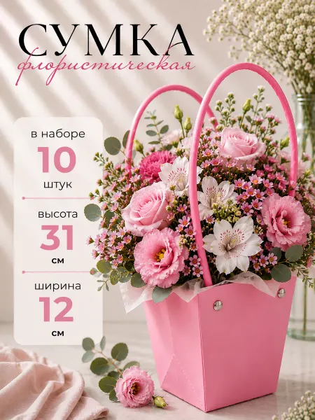 Eva Viktory Сумка флористическая для цветов. Набор 10 сумок 12,5*12см