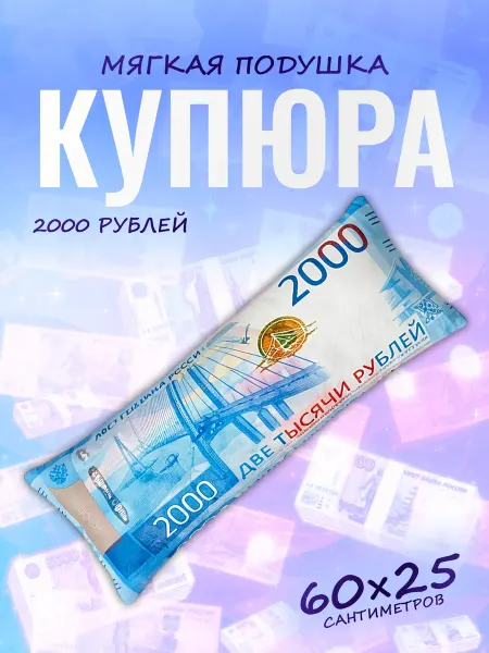 Palmira shop Мягкая игрушка-подушка Купюра 2000 рублей Деньги декор