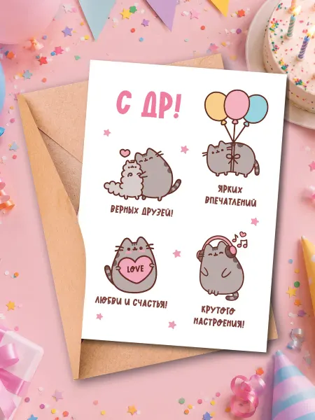 My postcard Открытка с днем рождения пушин