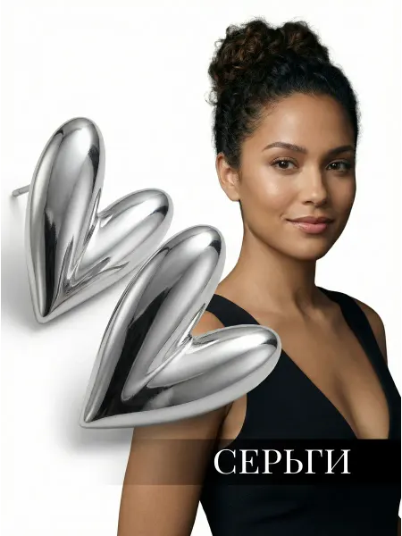 Magixx Серьги гвоздики сердечки бижутерия