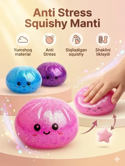 Антистресс игрушка Squishy Манты мягкая сжималка Squish Toy для детей случайный цвет
