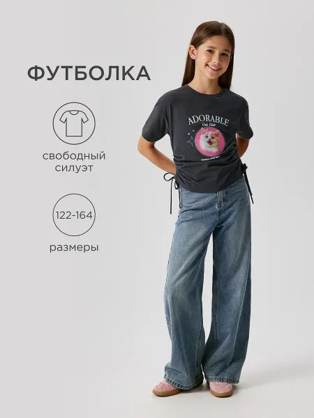 ACOOLA Стильная футболка с завязками и котиком