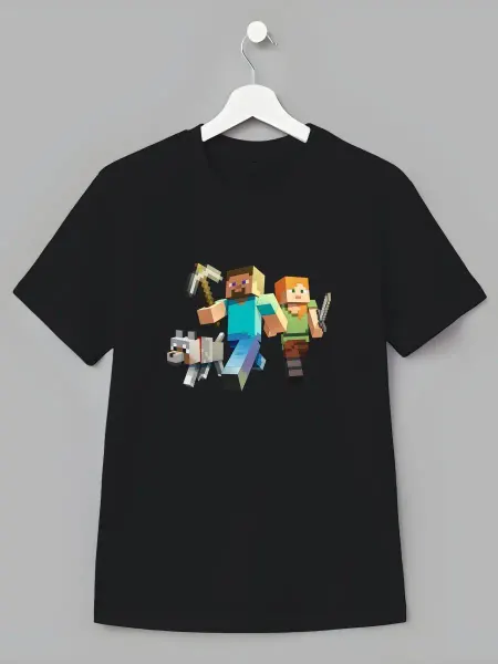 Каждому Своё Детская футболка Minecraft Стив Алекс Волк Пиксель Арт