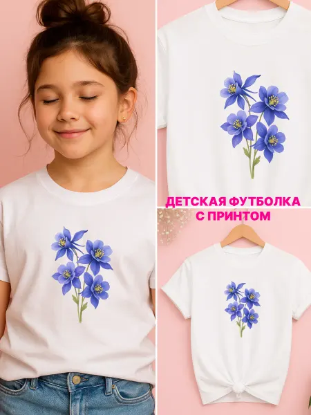 Univeles Белая футболка для девочек с принтом