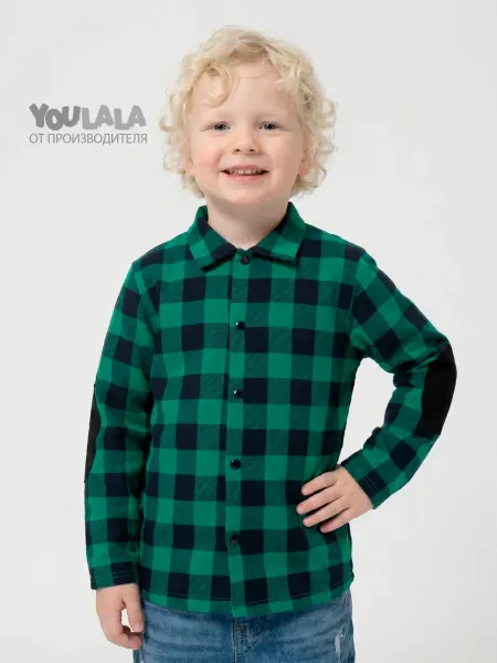YOULALA Рубашка в клетку детская хлопок с начёсом