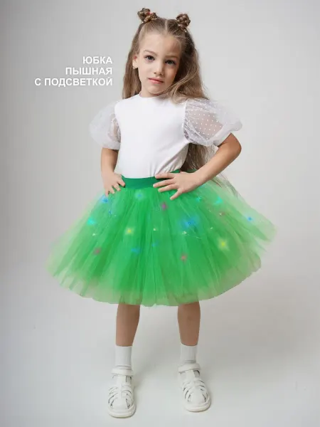 ЭнчантималсDress Нарядная юбка зеленая с гирляндой