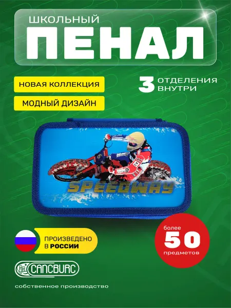 Cancburg Пенал школьный 3 отделения эффект металл