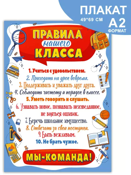 СтильМаркет Настенный плакат Правила нашего класса