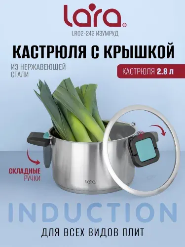 Lara Кастрюля 2,8 л из нержавеющей стали LR02-242