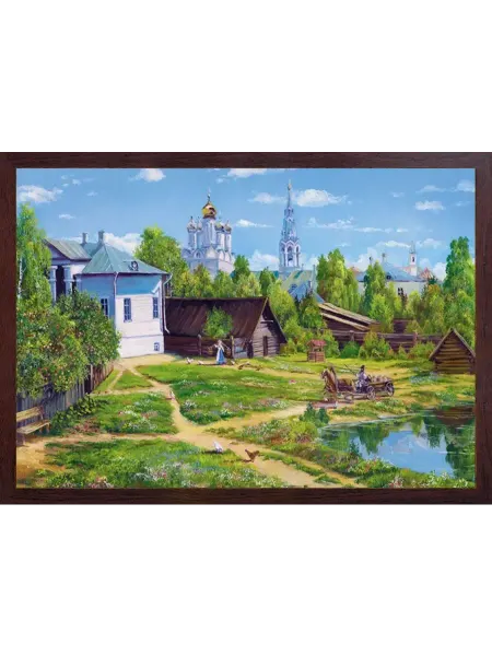 ПОСТЕРЛАЙН Картина в раме на стену "Храм в деревне"