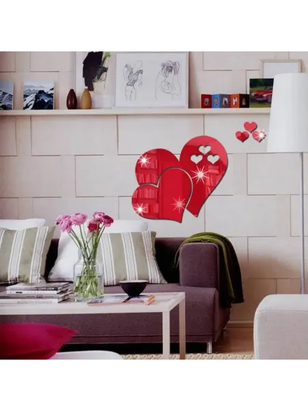 Стенные 3D стикеры Love Heart для интерьера красные DIY