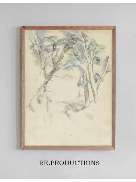 Re.productions Постер Trees Leaning over Rocks - Paul Cézanne