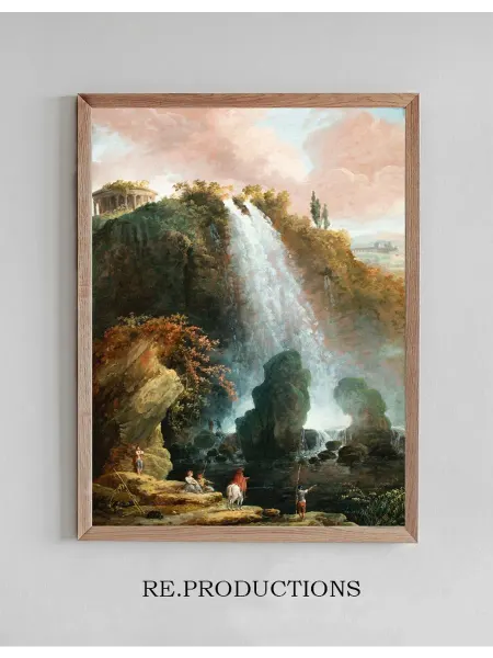 Re.productions Постер The Tivoli waterfalls with the - Hubert Robert
