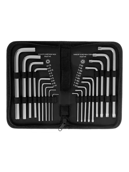 Matrix Набор ключей имбус-х HEX-TORX 18шт HEX 15–10мм T10-T50 12315